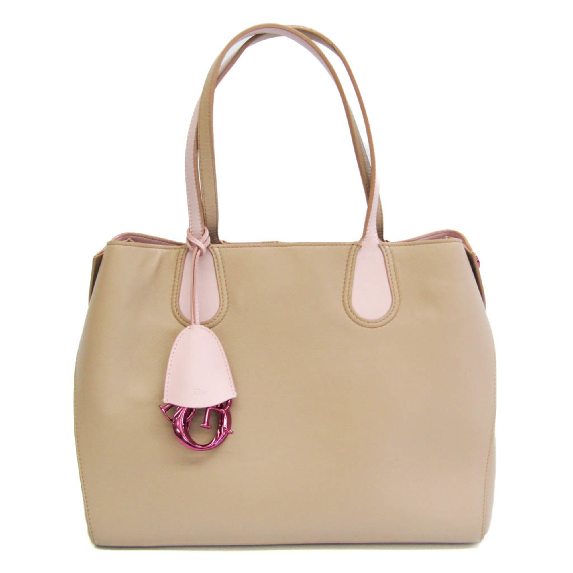 Christian Dior Open Bar Women's Leather Handbag Beige,Pink